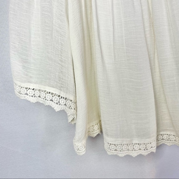 Zara Ivory White Smocked Crepe Off Shoulder Long Sleeve Blouse XS - Picture 3 of 4